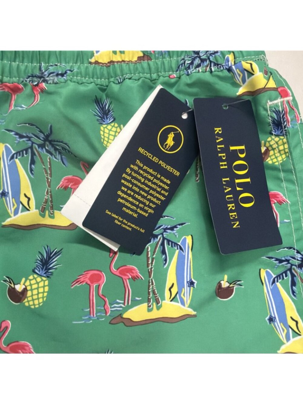 Polo Ralph Lauren Big & Tall LT Green Flamingo Tropical Swim Trunks Shorts - Picture 5 of 10